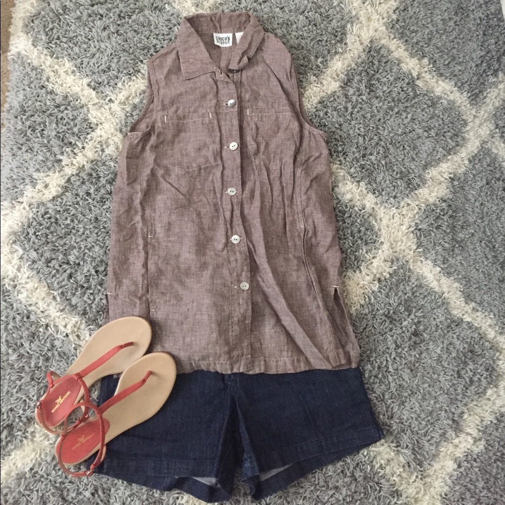 2/$20 or Free w/ 3 ~ Linen Button Up Tank ~ M